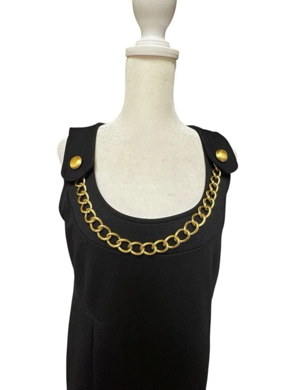 Michael Kors Black Dress Gold Chain Detail Sleeveless Size 6